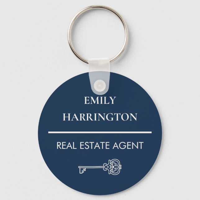 Classic Key Navy Real Estate Agent Ring (Front)