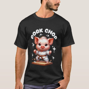 Classic Kids Karate Cute Pork Chop Funny Karate Pu T-Shirt