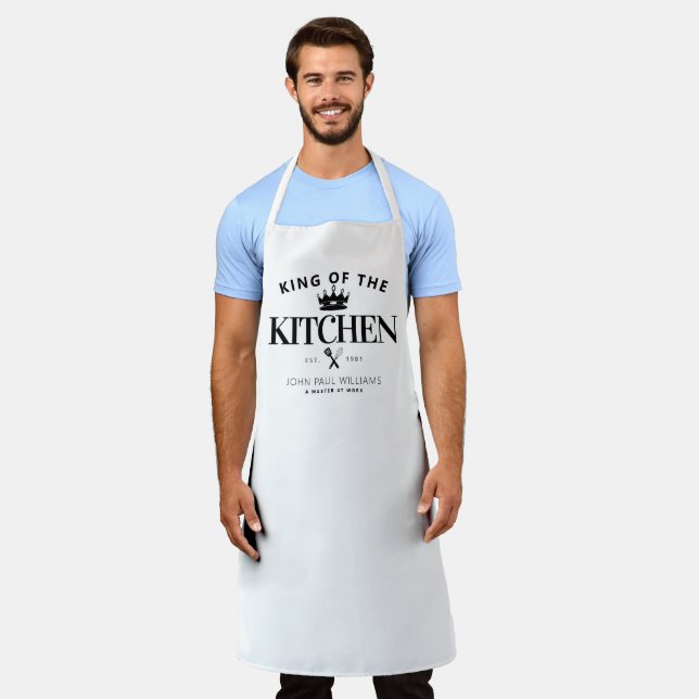 Classic King of the Kitchen Crown Foodie Dad Men Apron (Worn)
