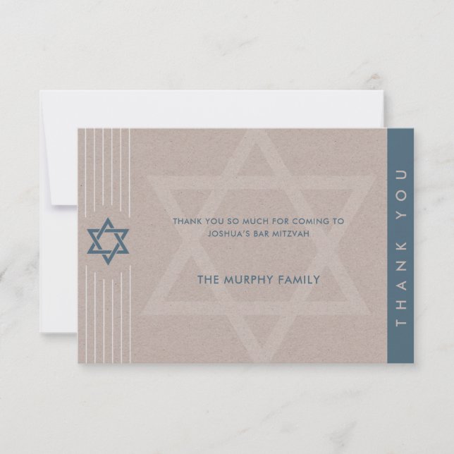 Classic Kraft Bar Mitzvah Thank You Card (Front)