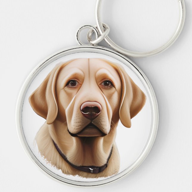 Classic Labrador Retriever Illustration Key Ring (Front)