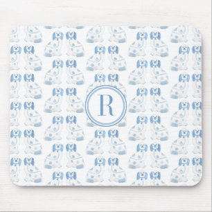 Classic Lady Blue And White Chinoiserie Dogs Mouse Mat
