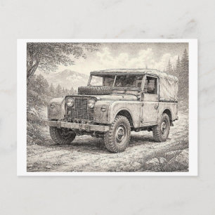 Classic Land Rover car, Collectable Postcard