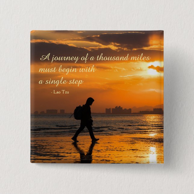 Classic Lao Tzu Journey Quote 15 Cm Square Badge (Front)