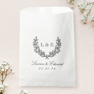 Classic Laurel Wedding Initial Monogram Favour Bags