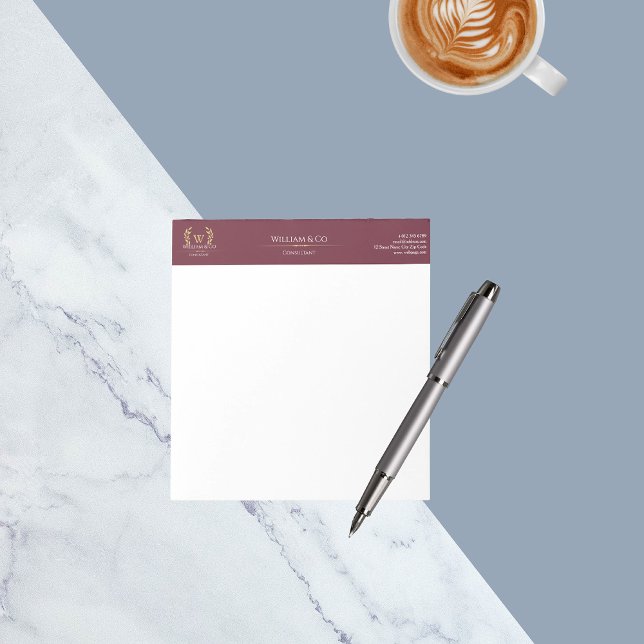 Classic Laurel Wreath Burgundy Gold Monogram Notepad (Creator Uploaded)
