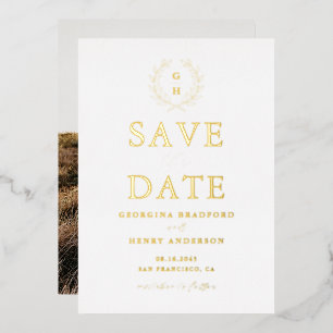 Classic Laurel Wreath Monogram Save the Date