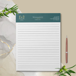 Classic Laurel Wreath Teal Gold Monogram Notepad