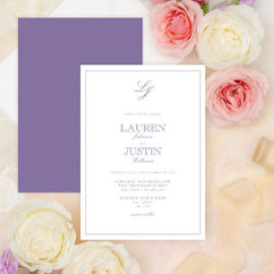 Classic Lavender Calligraphy Monogram Wedding Invitation