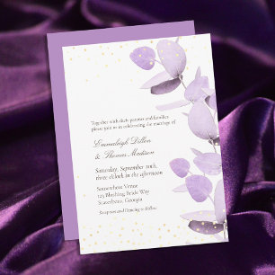 Classic Lavender Eucalyptus Glitter Wedding Invita Invitation