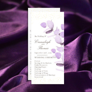 Classic Lavender Eucalyptus Glitter Wedding Progra Programme
