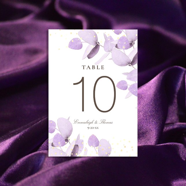 Classic Lavender Eucalyptus Glitter Wedding Table  Number (Creator Uploaded)