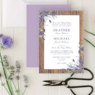 Classic Lavender Eucalyptus Wood Script Wedding Invitation