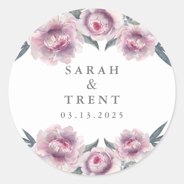 Classic Lavender Flowers Round Sticker (Front)
