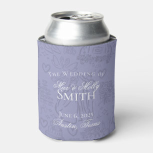 Classic Lavender Hand Drawn Sketch Wedding Favor Can Cooler