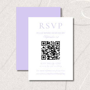 Classic Lavender Minimalist Wedding QR Code RSVP Card
