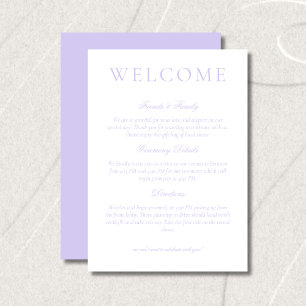 Classic Lavender Minimalist Wedding Welcome Programme