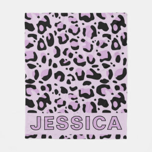 Classic Lavender Pink Leopard Print Fleece Blanket