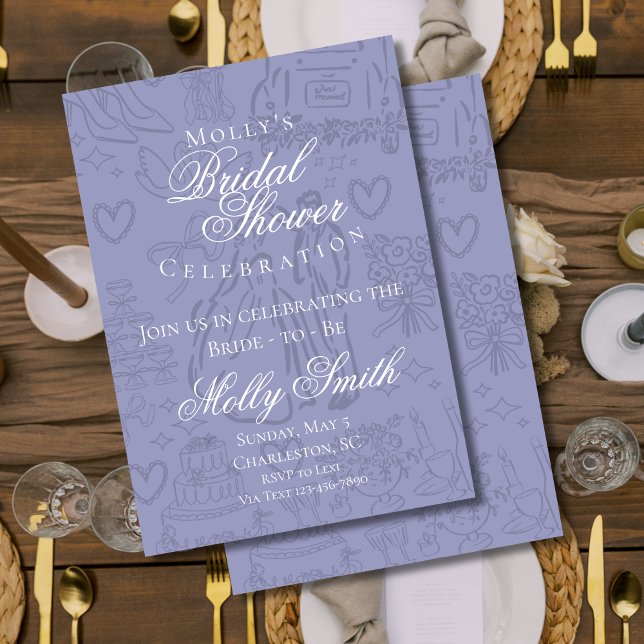 Classic Lavender Wedding Sketch Bridal Shower Invitation (Classic Wedding Sketch Art invite with modern font – perfect for engagement or bridal celebrations!)