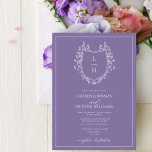 Classic Lavender Wildflower Monogram Crest Wedding Invitation<br><div class="desc">Are you looking for a modern twist on a classic wedding invitation? Then look no further than our Classic Lavender Wildflower Monogram Crest Wedding Invitation! This beautiful invitation is designed with a hand drawn crest embellished with wildflowers and butterflies. It features your monogram initials in a stylish font, and is...</div>
