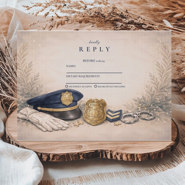 Classic Law Enforcement Graduation Ceremony RSVP Card (Creator Uploaded)