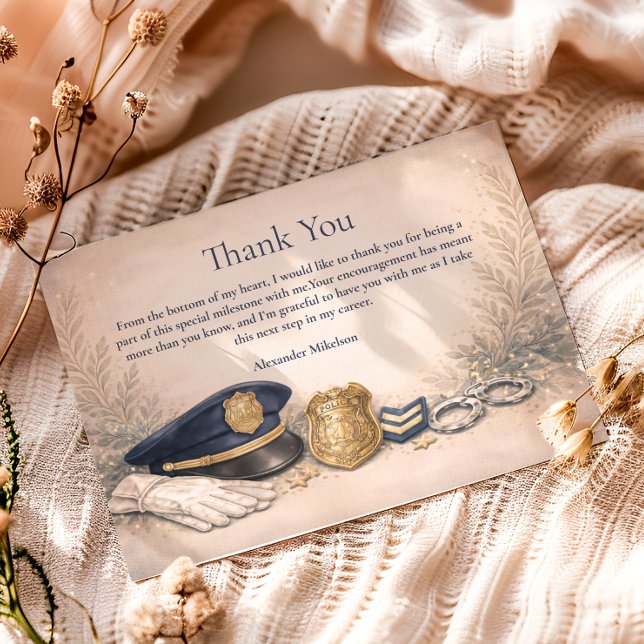 Classic Law Enforcement Graduation Ceremony Thank You Card (Creator Uploaded)