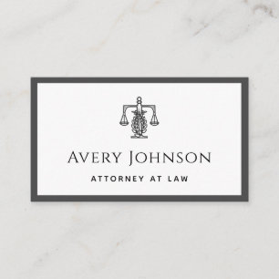 Classic Law Lawyer Scales Logo Grey & White Bold Business Card