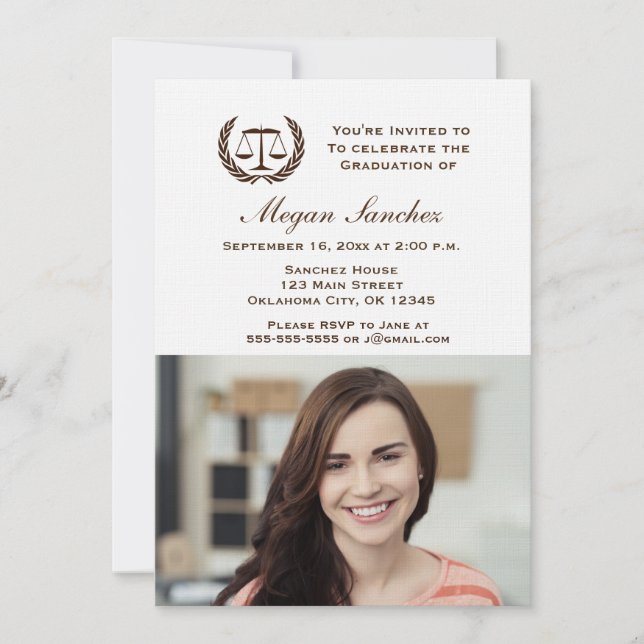 Classic Law School Graduation Invitation (Front)