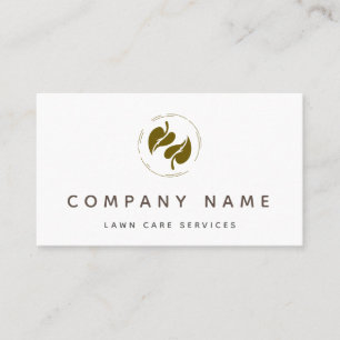 Classic Lawn Care Services Leaf Logo Minimalistic  Business Card