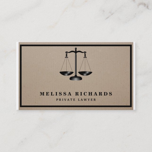 Classic Lawyer  Attorney Craft Paper Background  Business Card (Front)