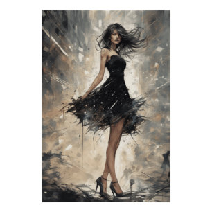 Classic LBD Digital Drawing AI-Designed Dress Poster