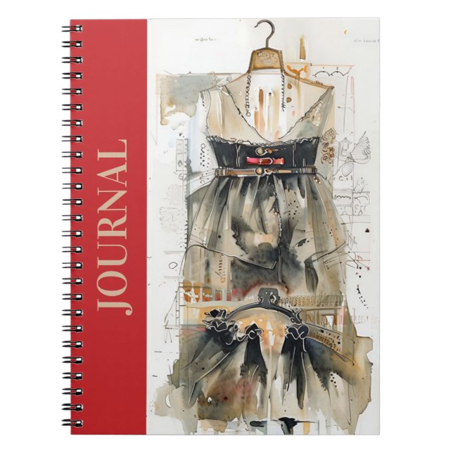 Classic LBD Little Black Dress Sketchbook Diary Notebook (Front)