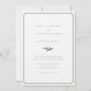 Classic Leaf Gold Frame Wedding Invitation
