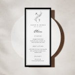 Classic Leaf Monogram Wedding Flat Menu Card<br><div class="desc">Leaf crest monogram wedding menu.</div>