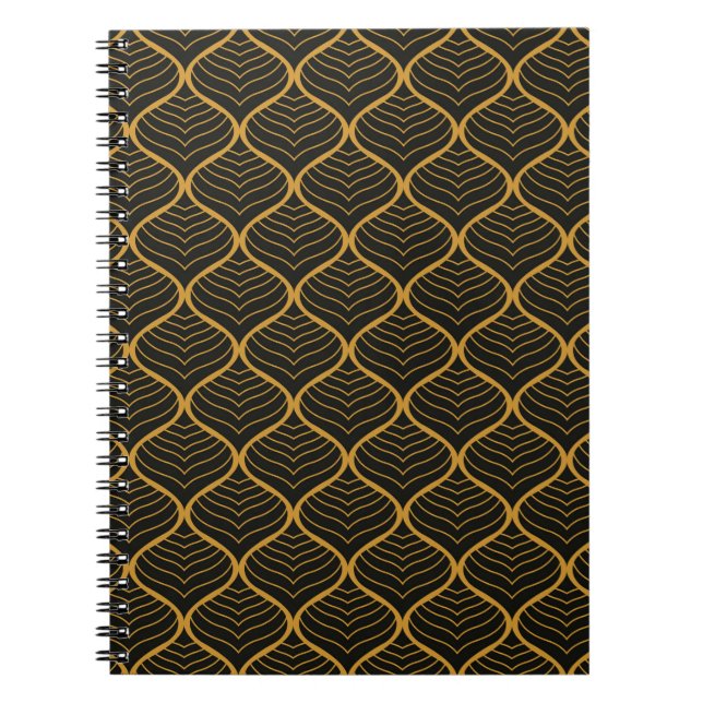 Classic Leaves Art Deco Seamless Pattern. Geometri Notebook (Front)