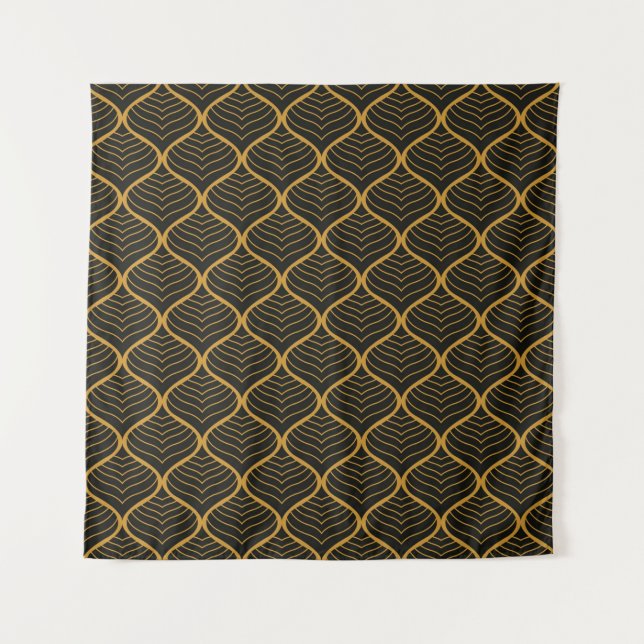 Classic Leaves Art Deco Seamless Pattern. Geometri Tapestry (Front)