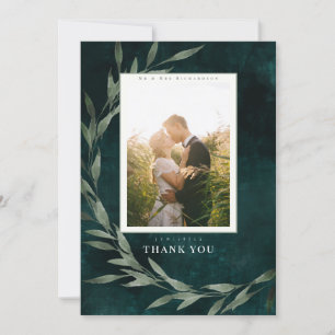 Classic Leaves Emerald Thank you Invitation