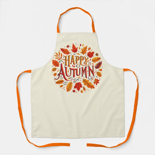 classic leaves & Happy Autumn  Apron (Front)