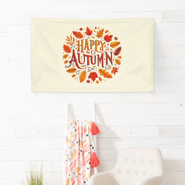 classic leaves & Happy Autumn  Banner (Insitu)