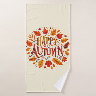 classic leaves & Happy Autumn Bath Towel