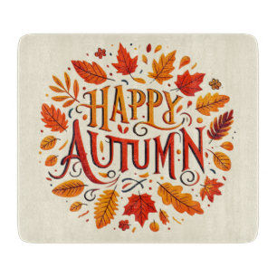 classic leaves & Happy Autumn  Cutting Board