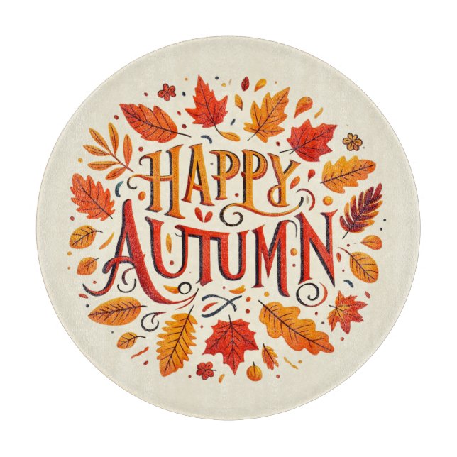 classic leaves & Happy Autumn  Cutting Board (Front)