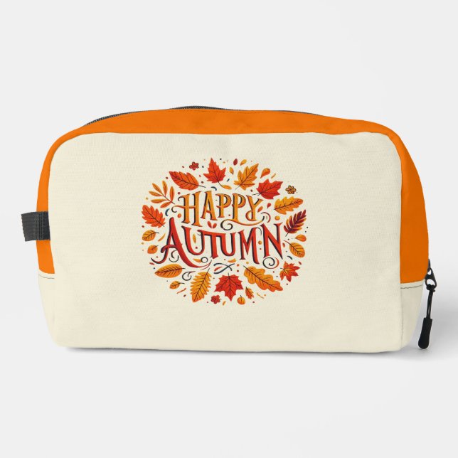classic leaves & Happy Autumn  Dopp Kit (Front)