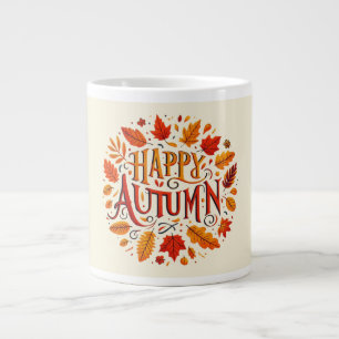 classic leaves & Happy Autumn Large Coffee Mug