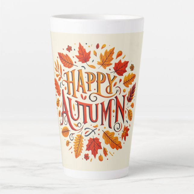 classic leaves & Happy Autumn  Latte Mug (Front)