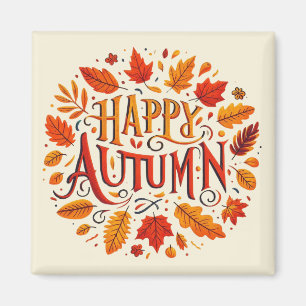 classic leaves & Happy Autumn Magnet