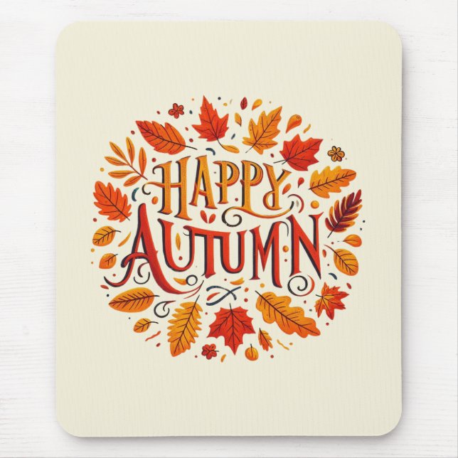 classic leaves & Happy Autumn  Mouse Mat (Front)