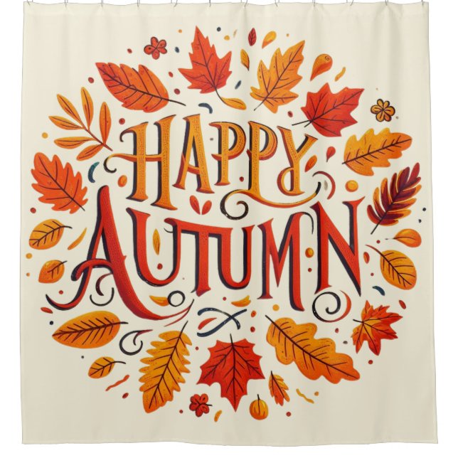 classic leaves & Happy Autumn  Shower Curtain (Front)