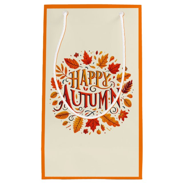 classic leaves & Happy Autumn Small Gift Bag (Front)