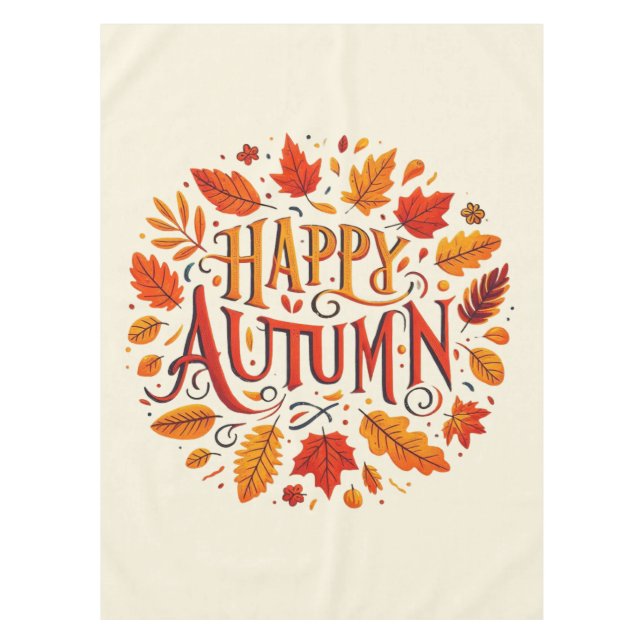 classic leaves & Happy Autumn  Tablecloth (Front)
